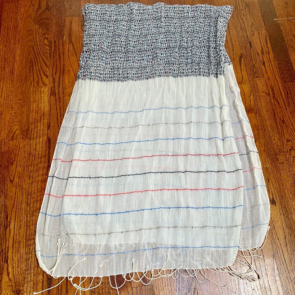 Talbots Sailboats and Stripes Scarf with Fringe